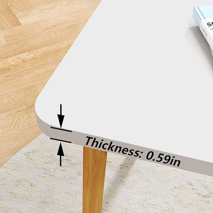 Simple End Table,Modern Side Table with 4 Solid Wood Sturdy Legs for Living Room,Nightstand Bedside Table for Bedroom Balcony (White)