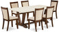 East West Furniture V727MZN32-7 7 Piece Dining Table Set Consist of a Rectangle Kitchen Table with V-Legs and 6 Light Beige Linen Fabric Parson Dining Chairs, 40x72 Inch, Multi-Color