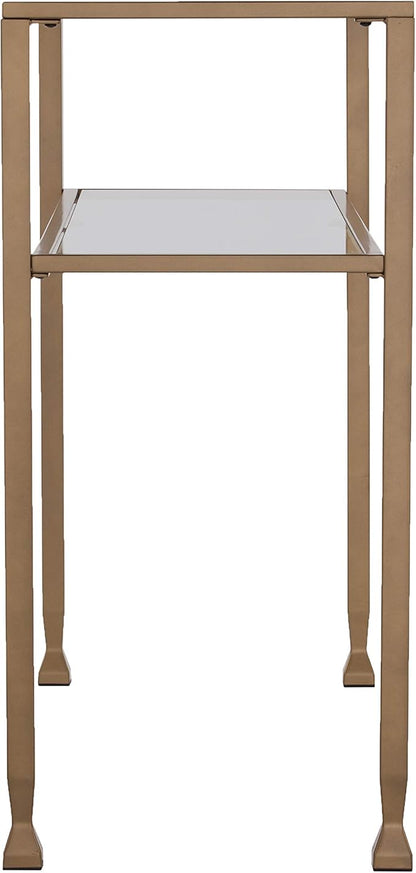 SEI Furniture Jaymes Metal & Glass 2-Tier Console Table, Soft Gold