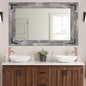 YOSHOOT Rustic Wooden Framed Wall Mirror, 48"x30", Natural Wood Bathroom Vanity Mirror for Farmhouse Decor, Vertical or Horizontal Hanging