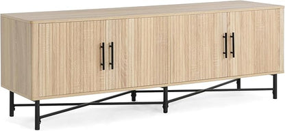 Christopher Knight Home Saral Modern 65 Inch TV Stand for TV up to 70 inch, TV Entertainment Center with Storage Adjustable Shelf, Wooden TV Console Table with Storage for Living Room, Natural