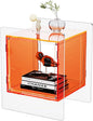Acrylic Nightstand Colorful Bedside Table with Open Storage Shelf,Clear Side Table for Living Room (1, Orange)