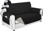 PureFit Reversible Sofa Cover Water Resistant Loveseat Couch Cover, Machine Washable Furniture Cover with Non-Slip Foam and Adjustable Strap for Dogs, Pets (Loveseat, Black/Beige)