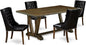 East West Furniture V777FO749-5 5 Piece Kitchen Table Set for 4 Includes a Rectangle Dining Room Table with V-Legs and 4 Black Faux Leather Upholstered Chairs, 40x72 Inch, Multi-Color