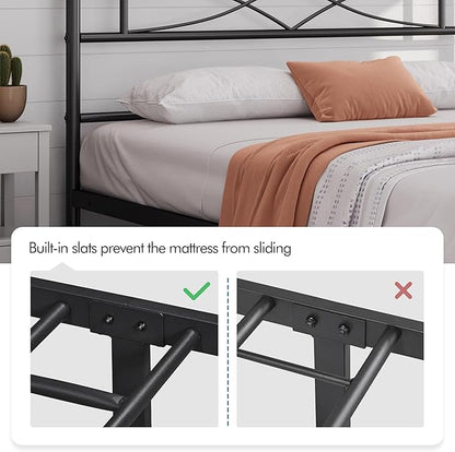 Yaheetech Metal Full Size Bed Frame, Platform Bed Frame, Mattress Foundation with Curved Design Headboard & Footboard, NO Box Spring Needed, Heavy-Duty Support, Easy Assembly, Full, Black