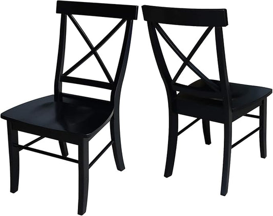 Set of Two X-Back Dining Chairs, Black