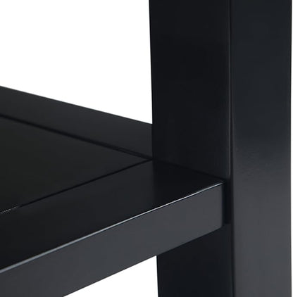 SIMPLIHOME Acadian 14-inch Wide Solid Wood Narrow End Table in Black, Transitional-Style Side Table for Living Room, Bedroom, or Family Room with 2 Open Shelves