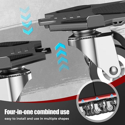 Upgraded Furniture Dolly Movers 5 Wheel Heavy Duty 3000LBS Capacity Carbon Steel Panel 360° Rotating Casters Furniture Slider for Sofa Refrigerator Piano (Black, 6in)