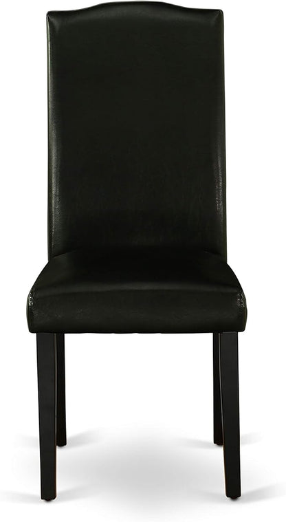 East West Furniture NOEN5-BLK-69 5 Piece Kitchen Table & Chairs Set Includes a Rectangle Butterfly Leaf Dining Table and 4 Black Faux Leather Parsons Chairs, 32x54 Inch, Black