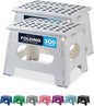 Handy Laundry Folding Lightweight Step Stool - Sturdy Enough to Support Adults and Safe Enough for Kids - Opens Easy with One Flip - Great for Kitchen, Bathroom or Bedroom (White | 2-Pack)