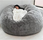 Giant Fur Bean Bag Chair Cover for Kids Adults, (No Filler) Living Room Furniture Big Round Soft Fluffy Faux Fur Beanbag Lazy Sofa Bed Cover (Light Grey, 6FT)