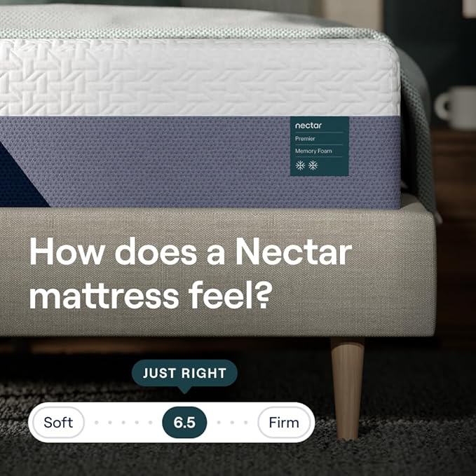 Nectar Premier Queen Adjustable Base & 13” Mattress (New Version) - Head & Foot Incline - Medium Firm Memory Foam - Cooling Upgrade - 3 Massage Settings - 365-Night Mattress Trial & Forever Warranty