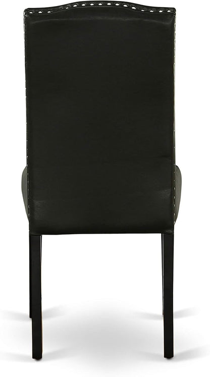 East West Furniture NOEN5-BLK-69 5 Piece Kitchen Table & Chairs Set Includes a Rectangle Butterfly Leaf Dining Table and 4 Black Faux Leather Parsons Chairs, 32x54 Inch, Black