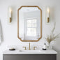 WallBeyond 24" x 36" Rounded Corner Arch Wall Mirror with Wood Frame for Entryway, Living Room or Bedroom Home Decor - Light Woodgrain, Honey-Colored