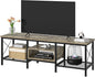 VECELO Industrial TV Stand for 75 Inch Television Cabinet 3-Tier Console with Open Storage Shelves, Entertainment Center Metal Frame for Living Room, Bedroom, 70 Inch, Light Grey