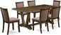 East West Furniture V777MZ748-7 7 Piece Modern Dining Table Set Consist of a Rectangle Wooden Table with V-Legs and 6 Coffee Linen Fabric Upholstered Chairs, 40x72 Inch, Multi-Color