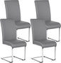 Yaheetech Dining Chairs Set of 4 Modern Faux Leather Upholstered Dining Room Chairs with High Back and Metal Chrome Legs for Kitchen/Living Room/Restaurant, Light Gray