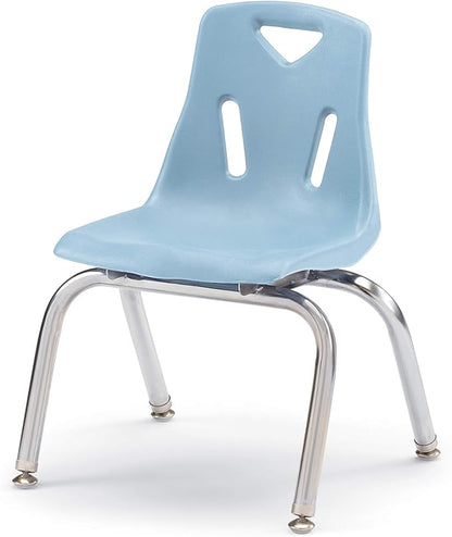 Berries Jonti-Craft 8142JC6131 Stacking Chairs with Chrome-Plated Legs, 12" Height, Coastal Blue, Pack of 6