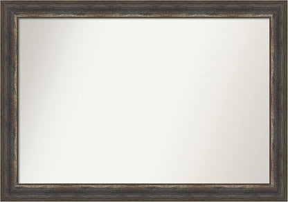 Amanti Art Brown Bathroom Mirror for Over Sink, 29x41 Alta Rustic Char Rectangle Vanity Mirror, Large Country Rustic Frame, Hangs Horizonally and Vertically, Bathroom Wall Decor, Non-Beveled Edge