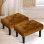HOUCHICS Small Footstool Ottoman,Velvet Soft Footrest Ottoman with Wood Legs,Sofa Footrest Extra Seating for Living Room Entryway Office(Coffee 2PACK)