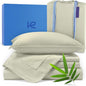 Kickoff Viscose Bamboo Sheets Queen Size 4-pc 100% Organic Bamboo Viscose Bed Cooling Sheets Queen Size Set Cool Bedding for hot Sleepers Sheet, Flat, Fitted, Pillowcases (Soft Sage, Q)