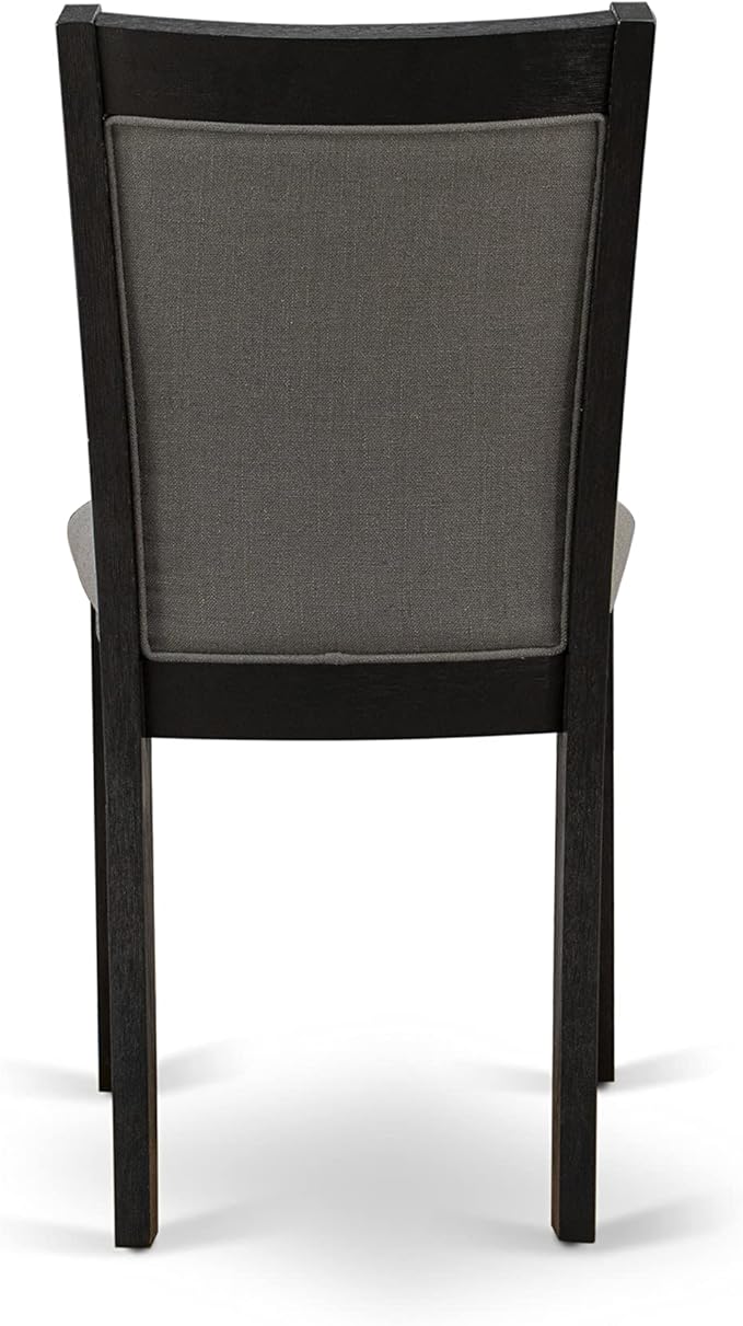 East West Furniture X677MZ650-9 9 Piece Dining Set Includes a Rectangle Dining Room Table with X-Legs and 8 Dark Gotham Grey Linen Fabric Upholstered Chairs, 40x72 Inch, Multi-Color