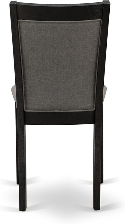 East West Furniture X677MZ650-9 9 Piece Dining Set Includes a Rectangle Dining Room Table with X-Legs and 8 Dark Gotham Grey Linen Fabric Upholstered Chairs, 40x72 Inch, Multi-Color