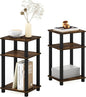 Furinno Just 3-Tier Turn-N-Tube End Table, 2-Pack, Amber Pine/Black