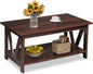 WLIVE Coffee Table with Storage Shelf, 39.4" Farmhouse Coffee Table with V-Frame Support, 2-Tier Wood Rustic Center Table for Living Room, Bedroom & Balcony, Espresso