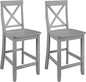 Crosley Furniture X-Back Wood Counter Height Bar Stools Set of 2, Gray, 24-inch