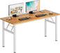 DlandHome Large Computer Desk, Folding Desk, Decent and Steady Home Office Desk/Workstation/Table 54.3inch Teak White