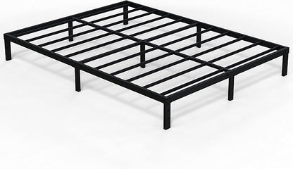 EMODA Queen Bed Frame No Box Spring Needed 10 Inch Heavy Duty Metal Platform BedFrame Queen Size with Steel Slats, Easy Assembly, Black