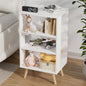 Night Stand, White Kids Nightstand, Modern End Table with Open Storage, 3-Tier Nursery Bedside Table for Small Space, Living Room, Bedroom