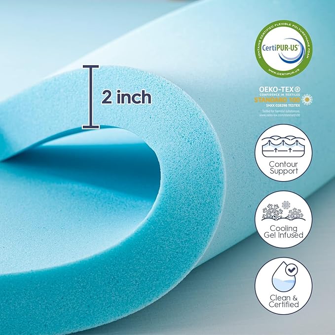 ELEMUSE Queen Size Dual Layer 3 Inch Memory Foam Mattress Topper for Pressure Relief, Breathable Pillow Top Mattress Pad with Deep Pocket, Enhanced Support, Non-Slip Design & Removable & Washable