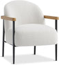 Garvee Modern Accent Chair, White Comfy Chair with Teddy Fabric, Wood Arms, Metal Frame & Adjustable Feet, Mid Century Modern Chair for Living Room,Bedroom, Office