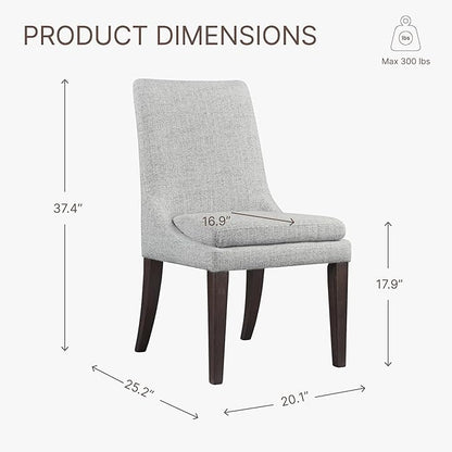 Upholstered Dining Chairs Modern Sidechair Performance Fabric High Back Armlesschair for Diningroom Kitchen,Light Grey,Set of 2(1 Box)