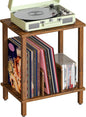HOOBRO Record Player Stand, 2-Tier End Table, Vinyl Record Turntable Stand with Storage up to 100 Albums, Small Side Table for Living Room, Bedroom, Rustic Brown, FG05RS01
