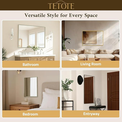 TETOTE Brushed Nickel Vanity Mirror for Bathroom 72" x 36" Beveled Frame Rectangle Bathroom Mirror for Over Sink Brushed Nickel, Tempered Glass, Stronger Frame, Modern Farmhouse Bedroom, Entryway