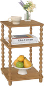 End Table, Small Side Table with 3 Tier Open Shelf, Modern NightStand Accent Table for Small Spaces, Living Room and Office (Caramel Tan)