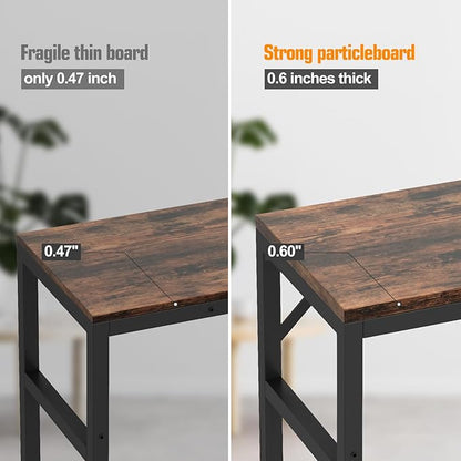 Narrow Console Table, Small Entryway Table with 2 Support Bar, 2 Tier Sofa Table, 29.5" Thin Couch Table, Display Table, Side Table for Living Room, Hallway, Bedroom, Rustic Brown