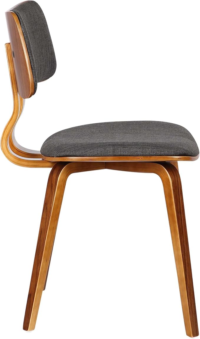 Armen Living Jaguar Mid-Century Dining Chair in Walnut Wood and Charcoal Fabric - Set of 4