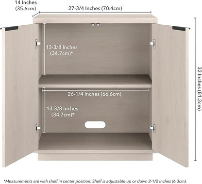 Henn&Hart 28" Wide Rectangular Accent Cabinet in Alder White, for Home, Living Room, Bedroom, Entertainment Room, Office
