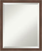 Amanti Art Brown Bathroom Mirror for Over Sink, 22x18 Florence Medium Brown Rectangle Vanity Mirror, Small Casual Frame, Hangs Horizonally and Vertically, Bathroom Wall Decor, Beveled Edge