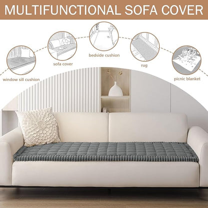 Smiry Couch Cover for Dogs Washable, Non Slip Fuzzy Pet Couch Covers for 3 Cushion Sofa Pet Friendly, Thick Soft Sofa Slipcovers Cushion Protector (Dark Grey, 27.6" x 59")