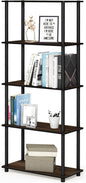 Furinno Turn-N-Tube 5-Tier Multipurpose Shelf / Display Rack / Storage Shelf / Bookshelf, Round Tubes, Columbia Walnut/Black
