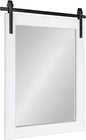 Kate and Laurel Cates Rustic Wall Mirror, 22" x 30", Coastal White, Farmhouse Barn Door-Inspired Wall Decor