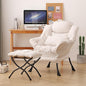 Lazy Chair with Ottoman, Modern Accent Chair with Lumbar Pillow, Comfy Chairs with Folding Footrest for Bedroom, Reading, Oversized Supportive Lounge Chairs(Beige)
