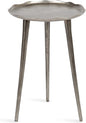 Kate and Laurel Alessia Modern Round Metal Side Table; 15 x 15 x 22; Silver; Decorative Glam Cast Aluminum End Table with Deckled Edge for Bedroom Nightstand or Living Room Accent