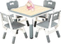 FUNLIO Kids Table and 4 Chairs Set, Height Adjustable Toddler Table and Chair Set for Ages 3-8, Easy to Wipe Arts & Crafts Table, for Classrooms/Daycares/Homes, CPC & CE Approved (5-Piece Set) - Gray