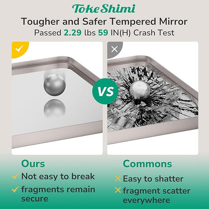 TokeShimi 16x20 Brushed Nickel Bathroom Mirror,Vanity Mirror Bathroom Wall with Tempered Glass,Modern Metal Framed Mirror with Aluminum Frame(Horizontal/Vertical)
